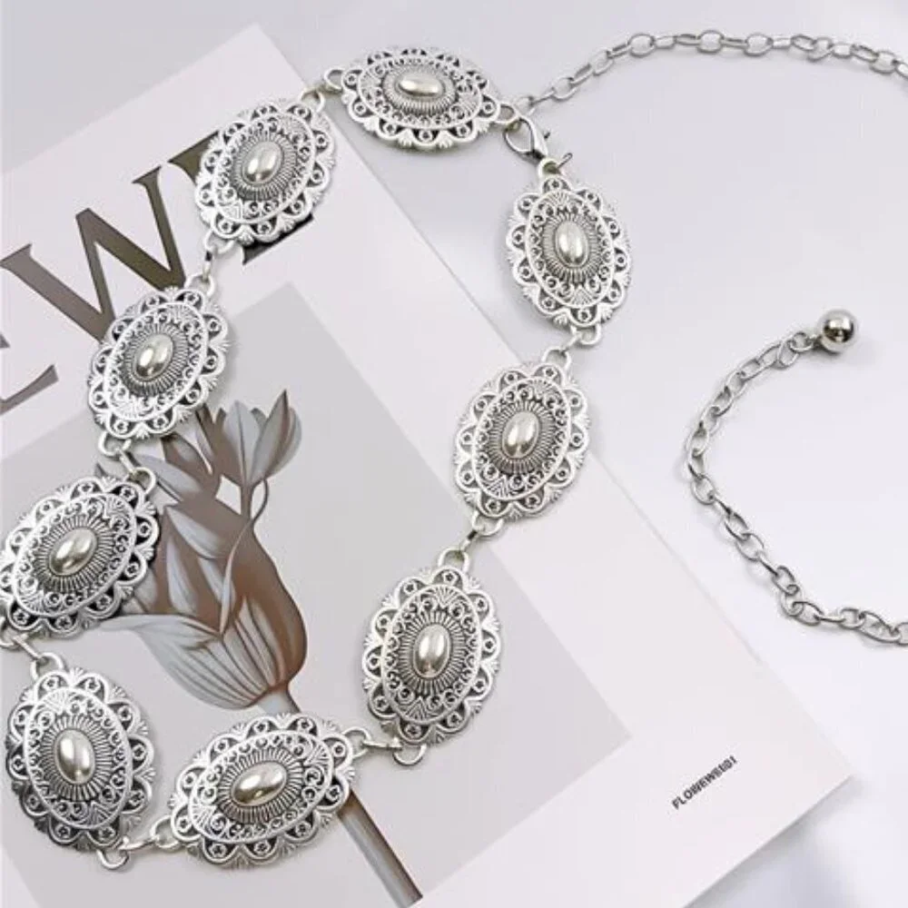 Western Jewelry Set Camila Cowgirl Accessories: Concho Belt, Necklace, Bracelet